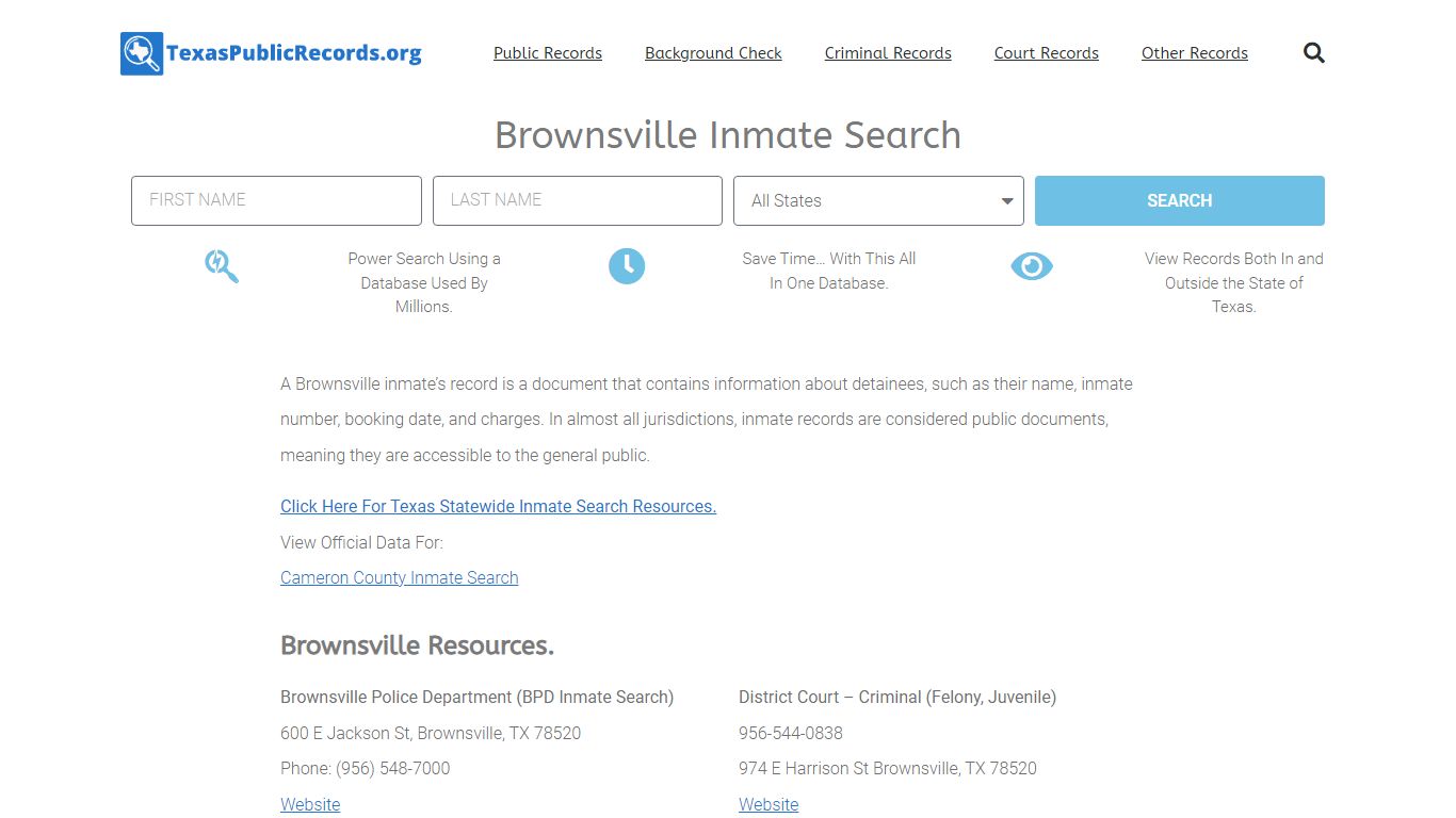 Brownsville Inmate Search - BPD Current & Past Jail Records