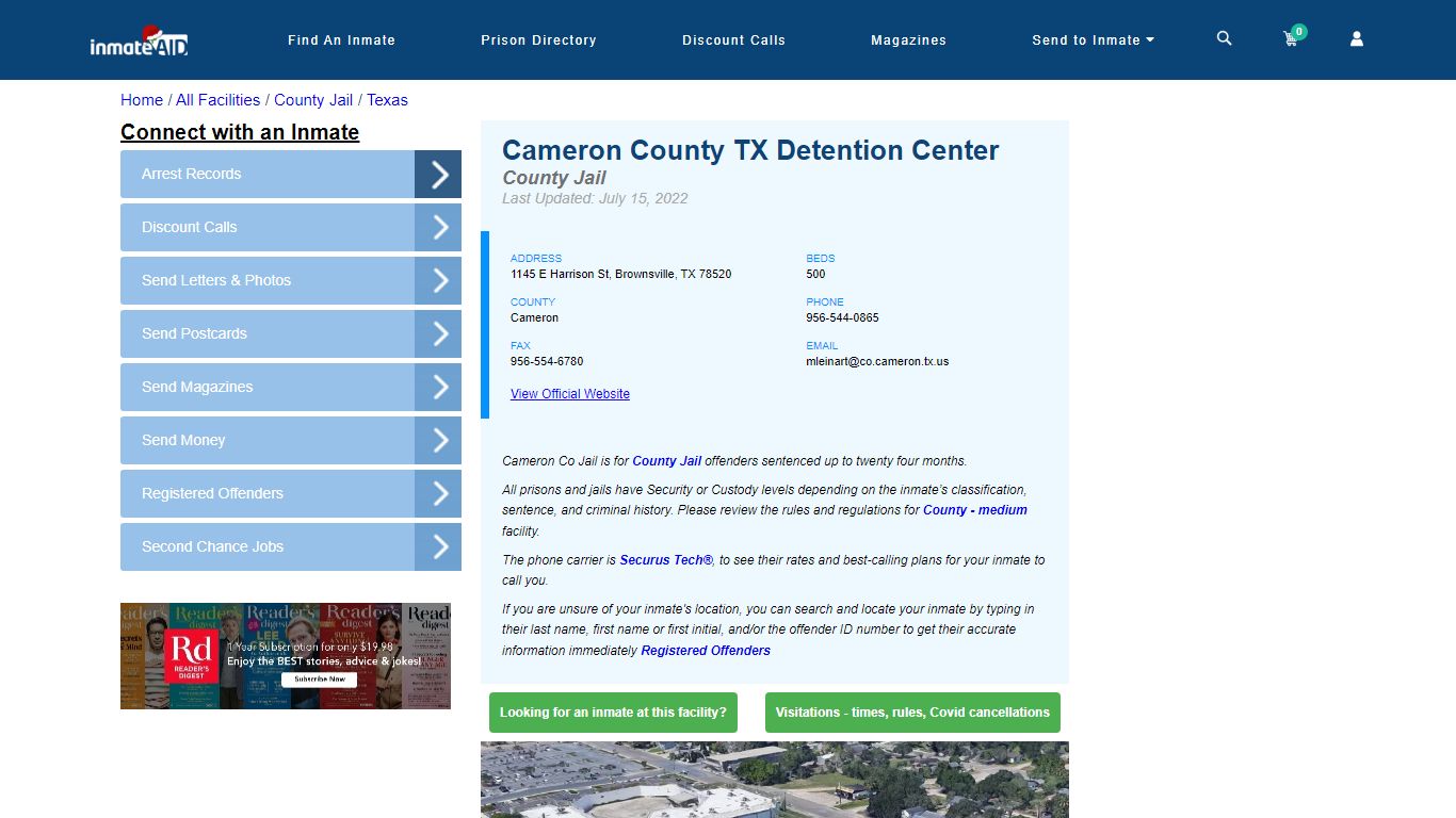 Cameron County TX Detention Center - Inmate Locator - Brownsville, TX